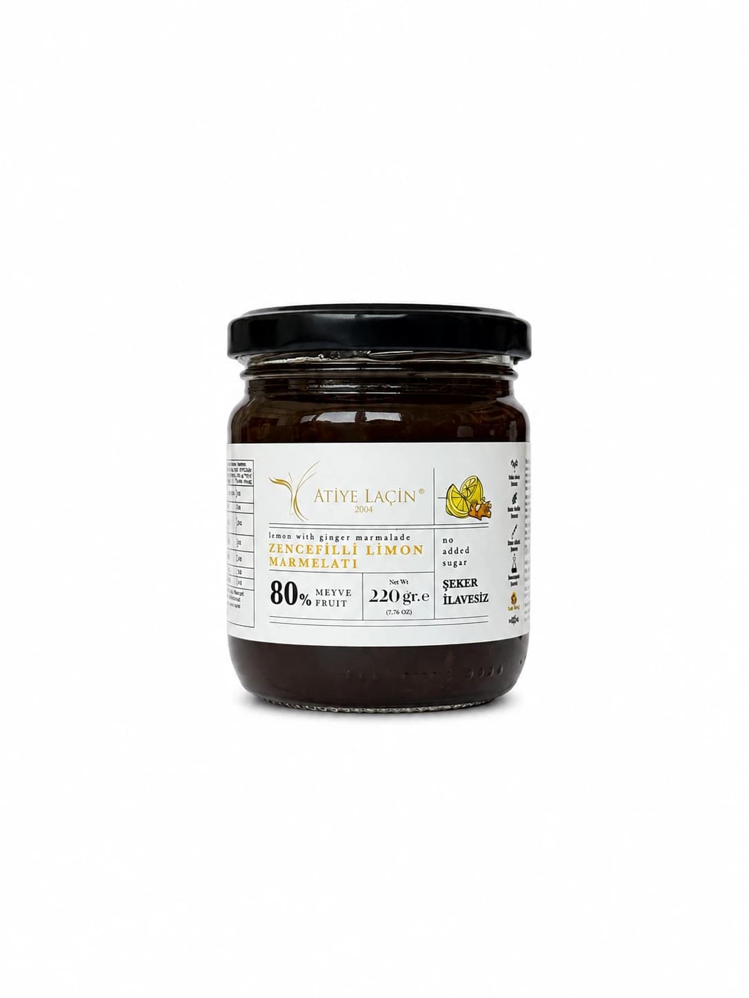 Zencefilli Limon Marmelatı 220 gr Şekersiz